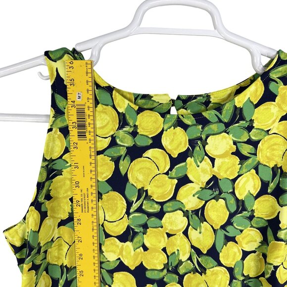 Talbots Women Lp Effortless Jersey Sleeveless Shift Dress Lemon Bunches Slimming - Picture 10 of 14